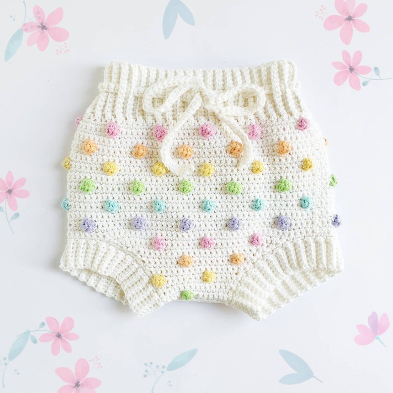 PATTERN ONLY Billie Bloomers. Baby/Toddler bobble stitch tie up bloomer shorts. Crochet nappy cover. image 4