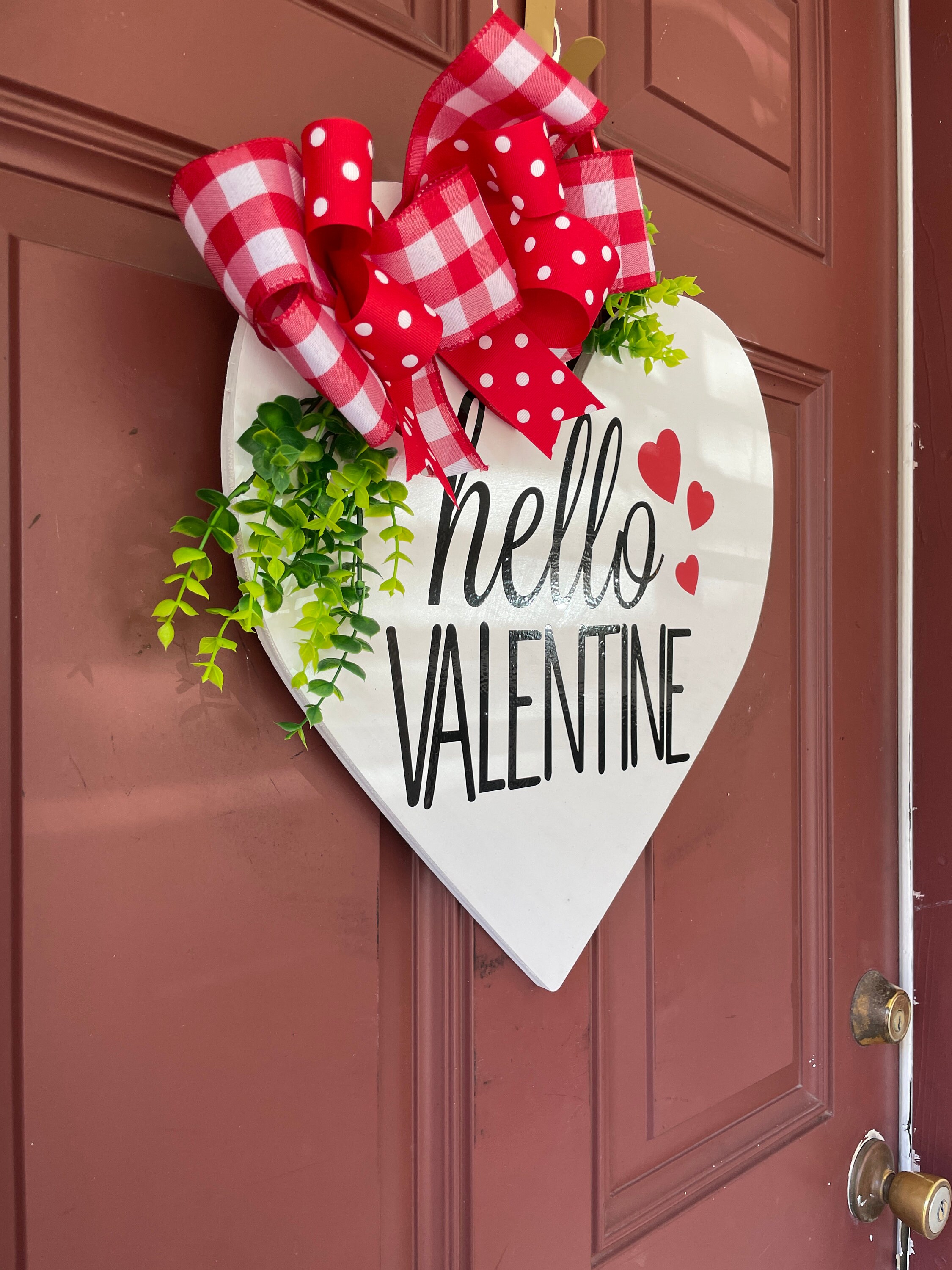 Front Door Decor Valentines Front Door Decor Hello Etsy