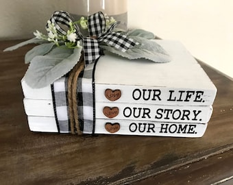 Farmhouse Book Stacks | Farmhouse Decor | Our Life Our Story
