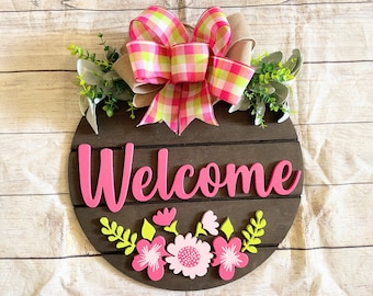 Front Door Decor | 3D Door Hanger | Welcome Sign Front Door | Farmhouse Decor Wreath | Housewarming Gift First Home