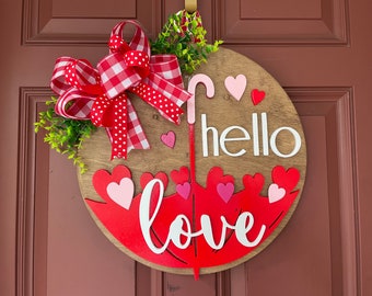 Front Door Decor | 3D hello Hello Valentine | Valentines Front Door Decor | Valentines Door Hanger | Home Decor | Door Wreath