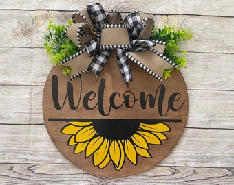 Front Door Decor | Front Door Wreath | Welcome To Our Home | Sunflower | Door Hanger | Door Wreath | Housewarming Gift | Home Decor