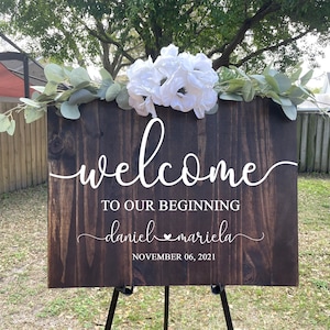 Wedding Welcome Sign | Welcome To Our Beginning Wedding Sign |  Wood Sign | Wooden Wedding Sign | Wedding Signage