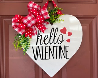 Front Door Decor | Valentines Front Door Decor | Hello Valentine | Valentines Wreath | Valentines Door Hanger | Home Decor | Door Wreath