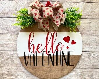 Front Door Decor |  Valentines Front Door Decor | Hello Valentine | Valentines Wreath | Valentines Door Hanger | Home Decor | Door Wreath