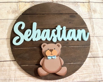 Custom Wood Name Sign | Baby Name Sign | Baby Shower Gift | Personalized Round | Nursery Boys Room Decor