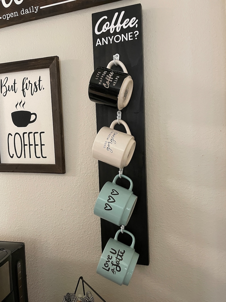 Coffee Mug Wall Rack but First Coffee Sign Farmhouse Wall Etsy