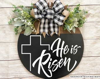 Easter Front Door Decor | Jesus Sign | He Is Risen | He Is Risen Cross | Easter Front Door Wreath | Easter Door Hanger | Easter Door Wreath