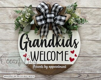 Front Door Decor | Grandkids Welcome Parents By Appointment  | Front Door Sign | Grandma And Grandpa's House | Door Hanger | Door Wreath