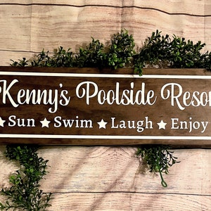 Outdoor Pool Sign / Outdoor Pool Decor / Outdoor Wooden Pool Sign
