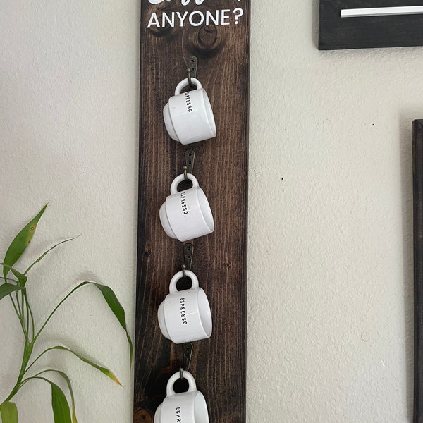 Coffee Mug Wall Rack | But First Coffee Sign | Farmhouse Wall Decor