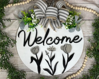 Front Door Decor | Door Hanger | Welcome Sign Front Door | Farmhouse Decor Wreath | Housewarming Gift First Home