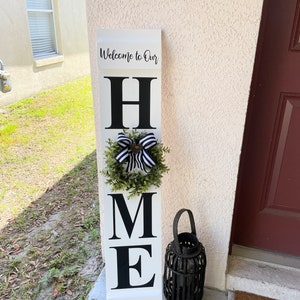 Front Door | Vertical Home Sweet Home Wood Sign |  Farmhouse Sign