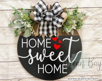 Front Door Decor | Front Door Sign | Home Sweet Home | Porch Decor | Welcome | Year Round Wreath | Front Door Hanger | Front Door Wreath