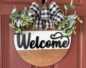 Front Door Decor | Door Hanger | Welcome Sign Front Door | Farmhouse Decor Wreath | Housewarming Gift First Home