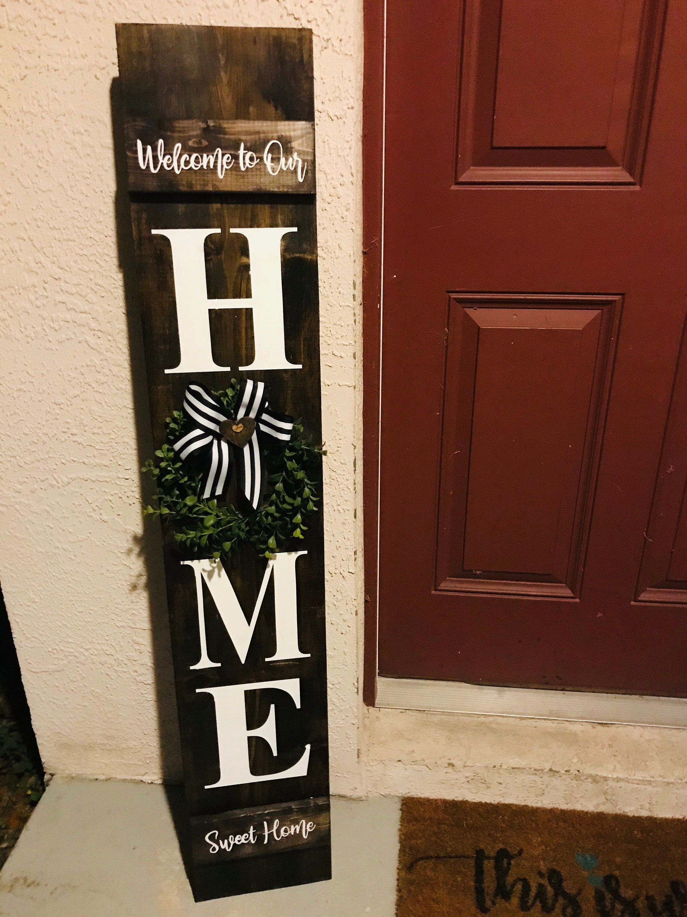 Vertical Home Sweet Home Wood Sign Front Door Farmhouse Etsy