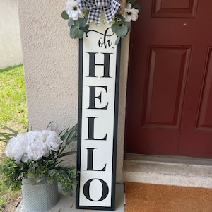 Front Door | Vertical Oh, Hello  Wood Sign |  Farmhouse Sign