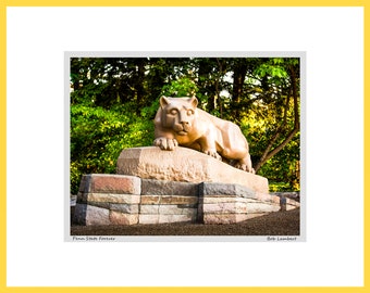 Nittany Lion Shrine photo at Penn State - Hand Signed, Matted, Titled & available in 2 sizes