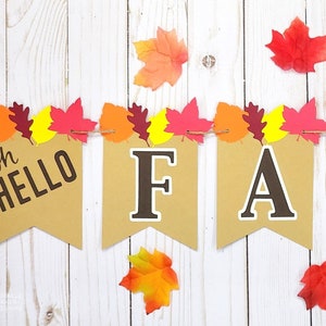 Hello Fall Banner, Fall Decor, Fall Banner for Mantle, Fall Garland, Oh Hello Fall, Fall Leaves Decor, Autumn Banner, Thanksgiving Decor