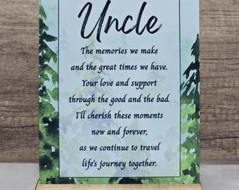 Meaningful Uncle Gift, Mountains Metal Sign with Wood Base, Uncle Quote Decor, Uncle Definition Sign