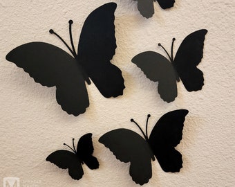 Black Halloween Butterflies, Black Paper Butterflies, 3D Butterfly Wall Decor, Halloween Decorations, Halloween Decor, Gothic Decor, Gothic