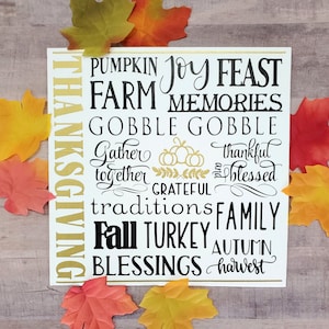 Thanksgiving Sign, Thanksgiving Decor, Thankful Subway Art Canvas Sign, Thanksgiving Decorations, Fall Home Décor, Farmhouse, Autumn Decor