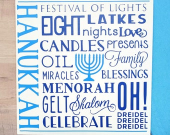 Hanukkah Sign, Hanukkah Decor, Hanukkah Subway Art Canvas Sign, Hanukkah Decorations, Home Décor, Menorah Sign, Happy Hanukkah, Wall Decor