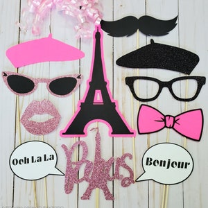 Paris Photo Booth Props, Parisian Party Decorations, Paris Party Table Decorations, Party Props, Oh La La Bridal Shower, Bachelorette Party