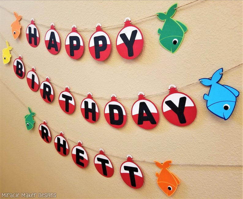 Happy Birthday Bobber Banner, Ofishally One Decorations, Fishing ...