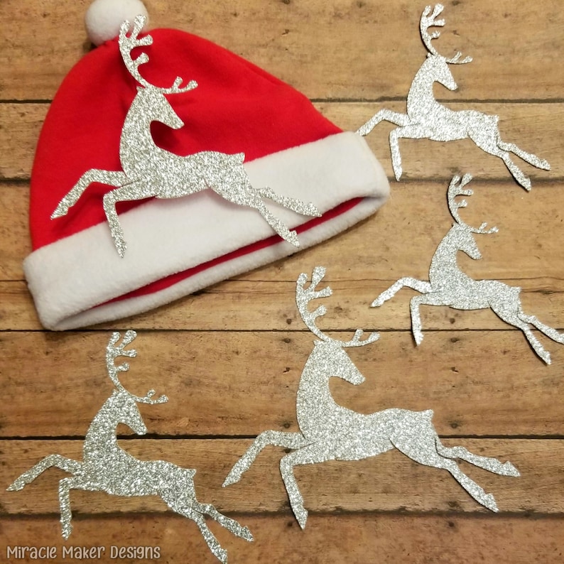 Reindeer Wall Décor Flying Reindeer Glitter Reindeer Winter Etsy