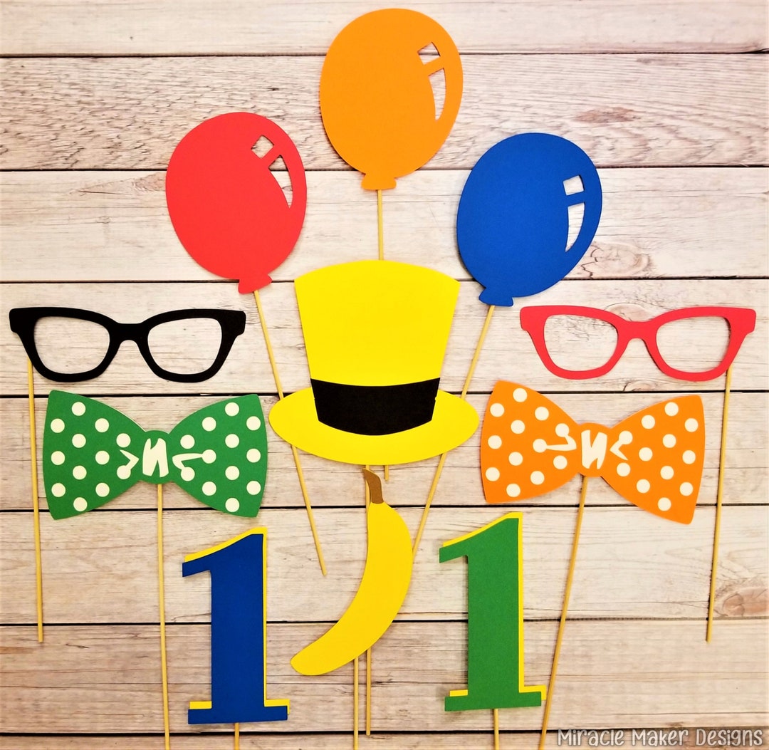 Curious Monkey Inspired Photo Booth Props, Curious Monkey Birthday ...