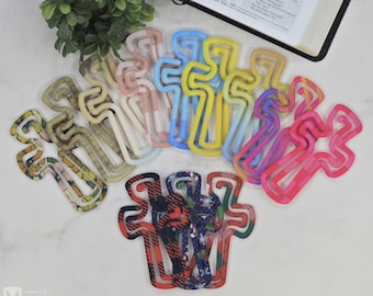Cross Paperclip Bookmark, Religious Bible Bookmark, Bible Accessories, Bible Study Gift, Book Lover Gift, Book Club, Jumbo Acrylic Paperclip