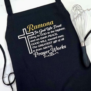 Personalized Name Religious Apron, Cross and Bible Verse Cooking Apron, Religious Kitchen Decor, Inspirational Apron Gift, Church Group Gift
