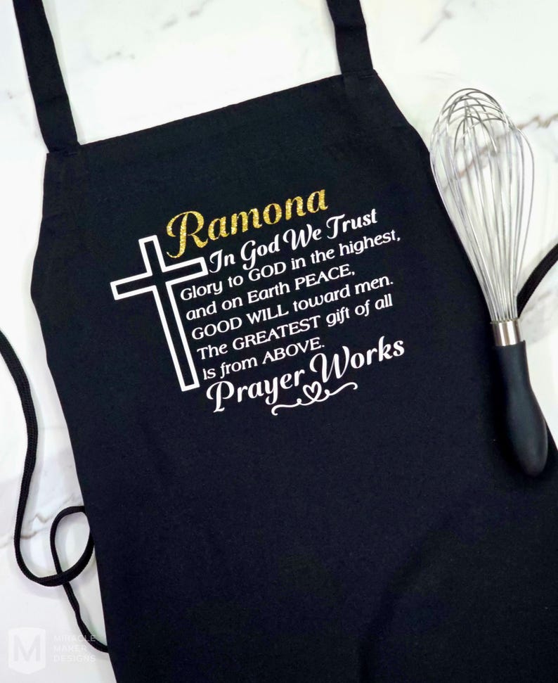 Personalized Name Religious Apron, Cross and Bible Verse Cooking Apron ...