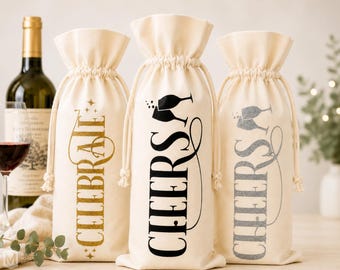 Wine Bottle Gift Bag, Wine Gift Bag, Reusable Canvas Wine Bag, Hostess Gift, Housewarming Gift, Wine Lover Gift, Birthday Gift