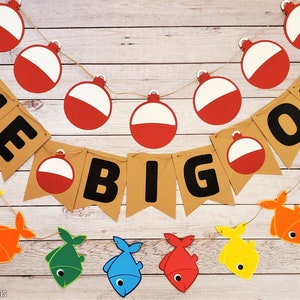 The Big One Banner and Garland, Ofishally One, Fishing Banner, Bobber Banner, Ofishally One Birthday Decorations, Fish Garland, 1st Birthday