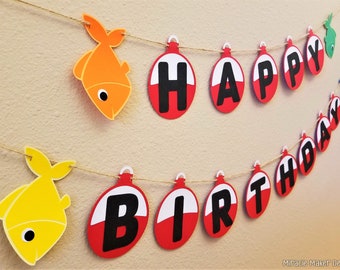 Happy Birthday Bobber Banner, Ofishally One Decorations, Fishing Birthday Banner, Ofishally One Banner, Bobber Banner, Fishing Theme Party