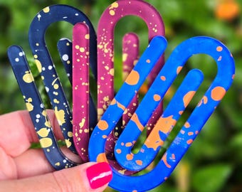 Paint Splatter Paperclip Bookmark, School & Sports Team Colors, Jumbo Acrylic Paperclip, Cute College School Supplies, School Spirit Gift
