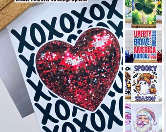 Interchangeable Seasonal Sign Set, Metal Signs with Base, Choose 3, 6, or 9 Designs, Over 40 Themes for Year-Round and Holiday Decor