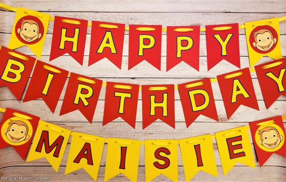 Curious George Inspired Birthday Banner Curious George Etsy