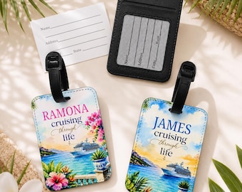 Personalized Cruise Luggage Tag | Custom Leather Cruise Bag Tag | Cruise Vacation Essential | Travel Luggage Tag | Family Cruise Gift