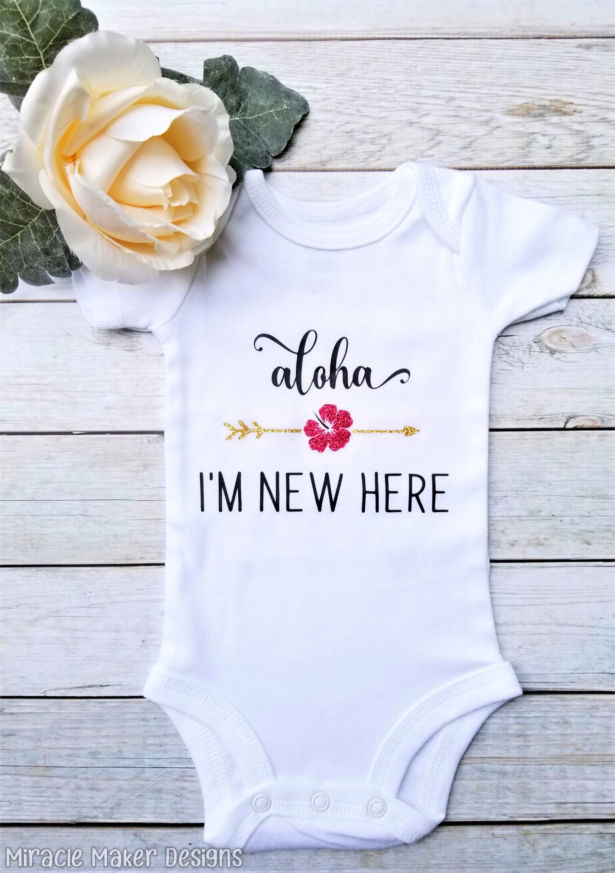 Aloha Baby Bodysuit, Aloha I'm New Here, Newborn Outfit, Coming