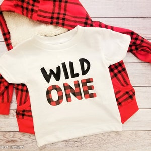 Wild One Buffalo Plaid Shirt, Lumberjack Birthday Shirt, First Birthday Outfit, Hunting Birthday Shirt, One Year Old, Birthday Boy, Wild One