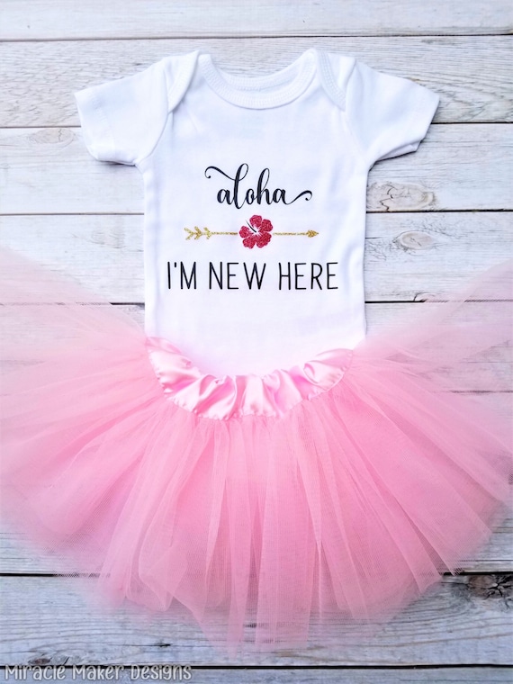 Aloha Baby Bodysuit, Aloha I'm New Here, Newborn Outfit, Coming