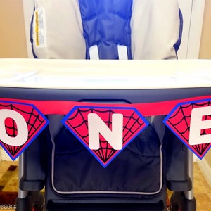 Spiderweb High Chair Banner, Superhero Birthday Banner, One High Chair Banner, Spider Web Birthday Party, First Birthday Decorations, Banner