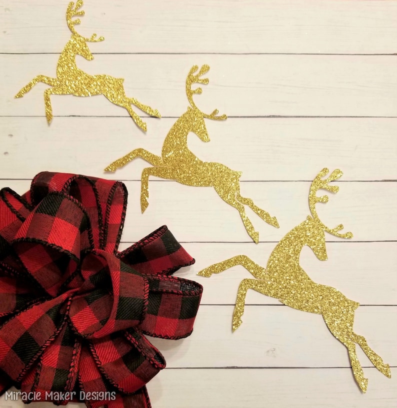 Reindeer Wall Décor Flying Reindeer Glitter Reindeer Winter Etsy