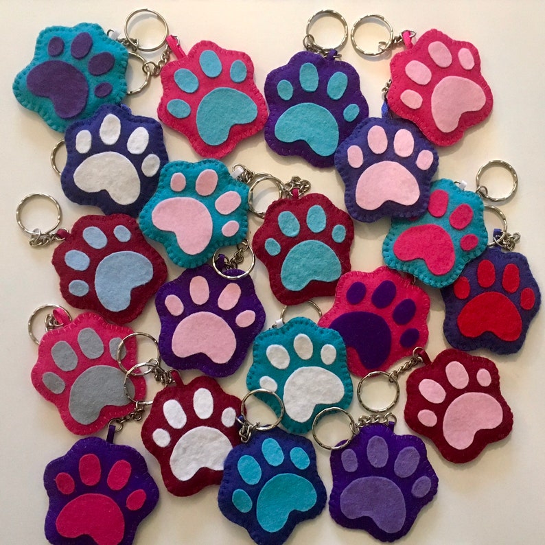 Paw print key ring etsy