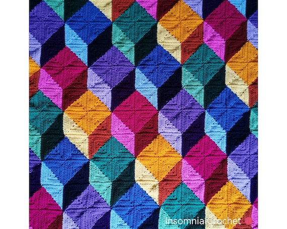 Borg-2 Blanket Crochet Pattern PDF - Directions for 2 Sizes - DK