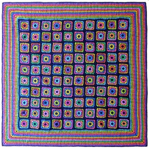 Crochet Blanket Pattern - Midnight Floating Circles  - Instant Digital Download PDF - Granny Square Design Rug Throw Hippy Boho