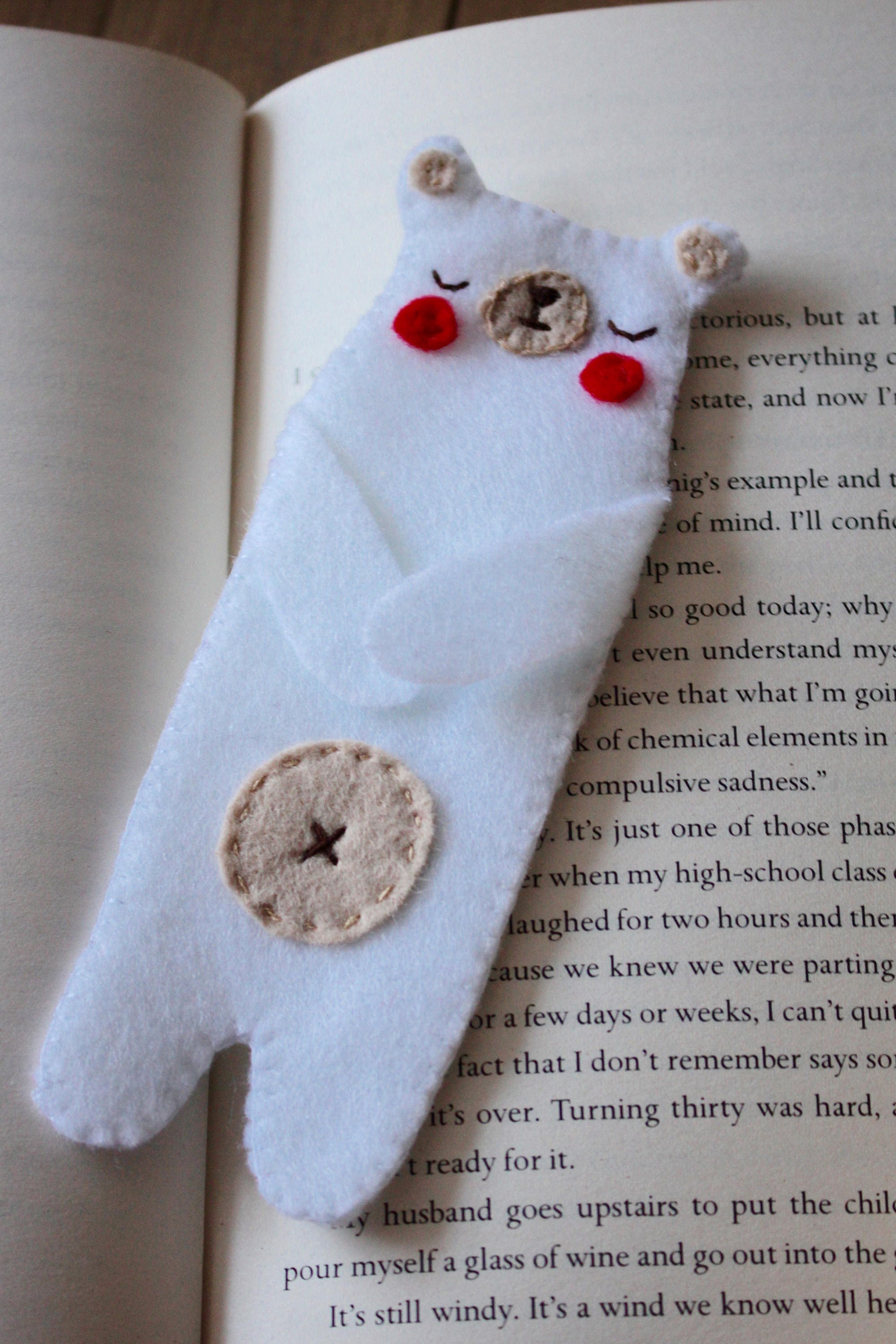 Bear Bookmark Polar Bear Bookmark Cute Bookmark White Etsy